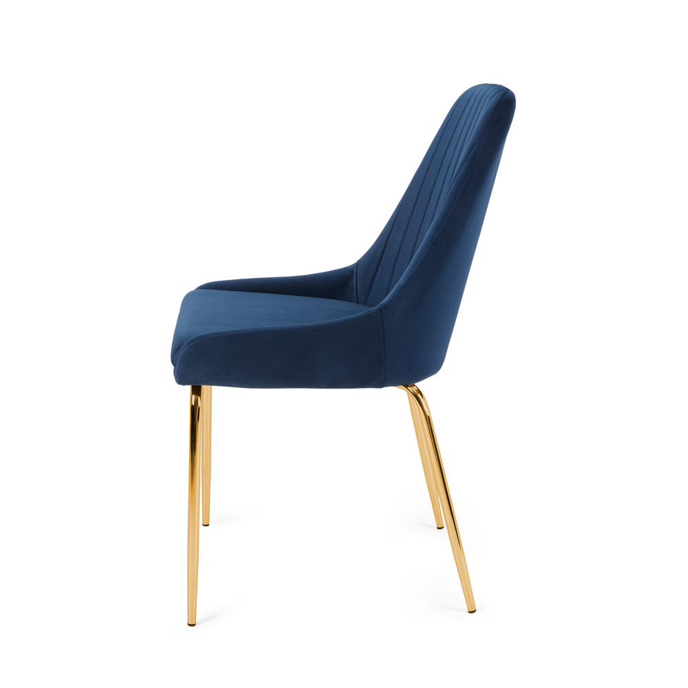 Moira Gold Dining Chair: Blue Velvet  